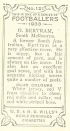 1933 Wills's Victorian Footballers (Small) #121 Ossie Bertram Back